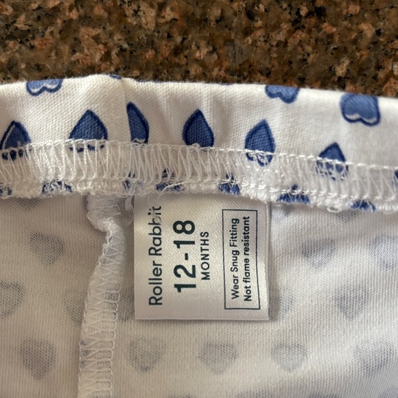 Roller Rabbit (2) SETS W/ INITIALS Blue White Monkey/Heart set Pajama Set-12/18 - Picture 5 of 14